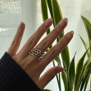 Elegant Gold and Silver Ring Set